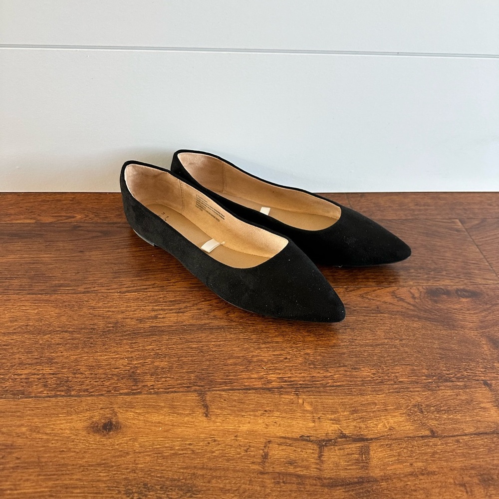 Faux suede black flats